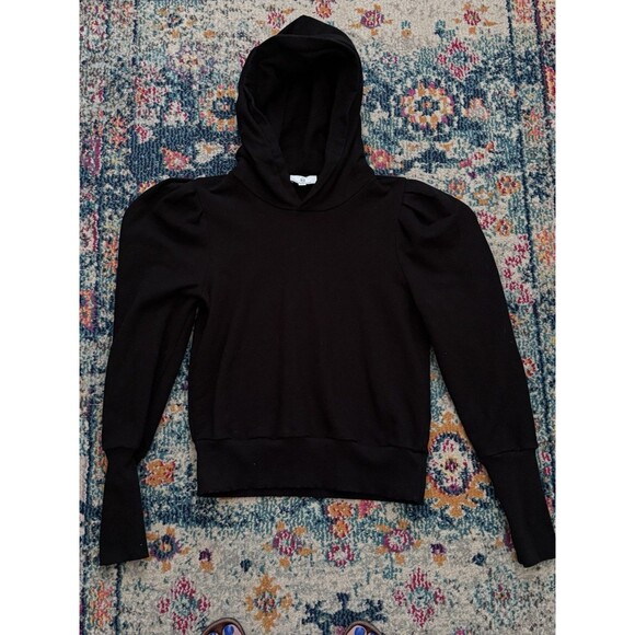 AG Adriano Goldschmied Black Hooded Puff Shoulder Walker Hoodie Size Small - Picture 1 of 5